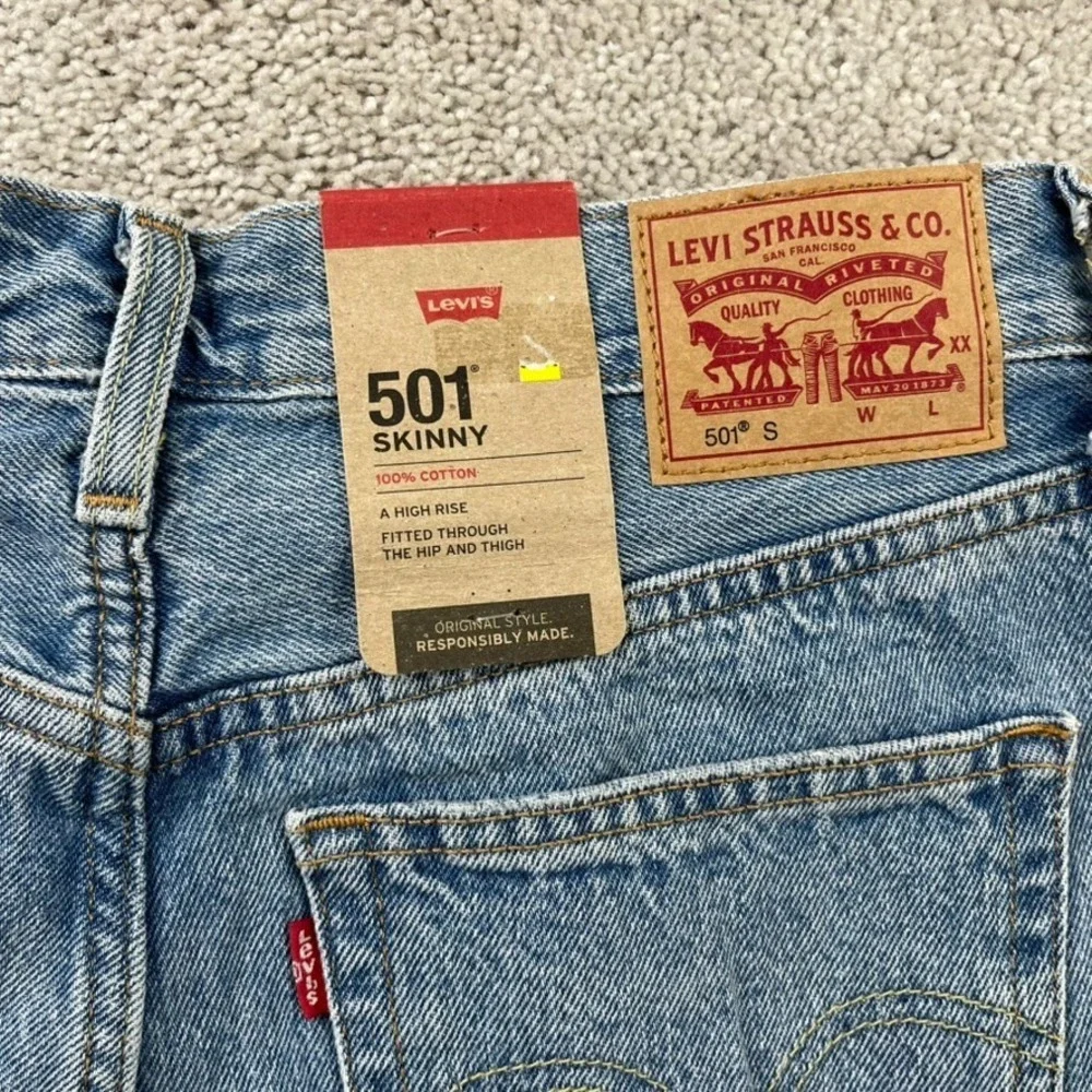 Levis‎ Jeans Womens 28 Blue 501 S Skinny Button Fly High Rise Denim NEW NWT